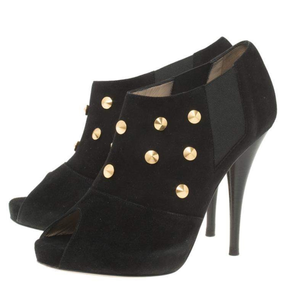 Fendi Black Studded Suede Platform Ankle